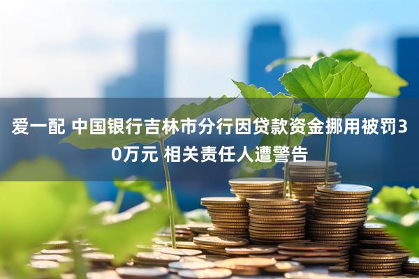爱一配 中国银行吉林市分行因贷款资金挪用被罚30万元 相关责任人遭警告